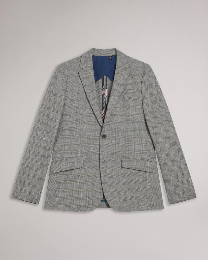 Blazer Ted Baker Puppytooth Check Linen Grise Homme | TIC-78753981